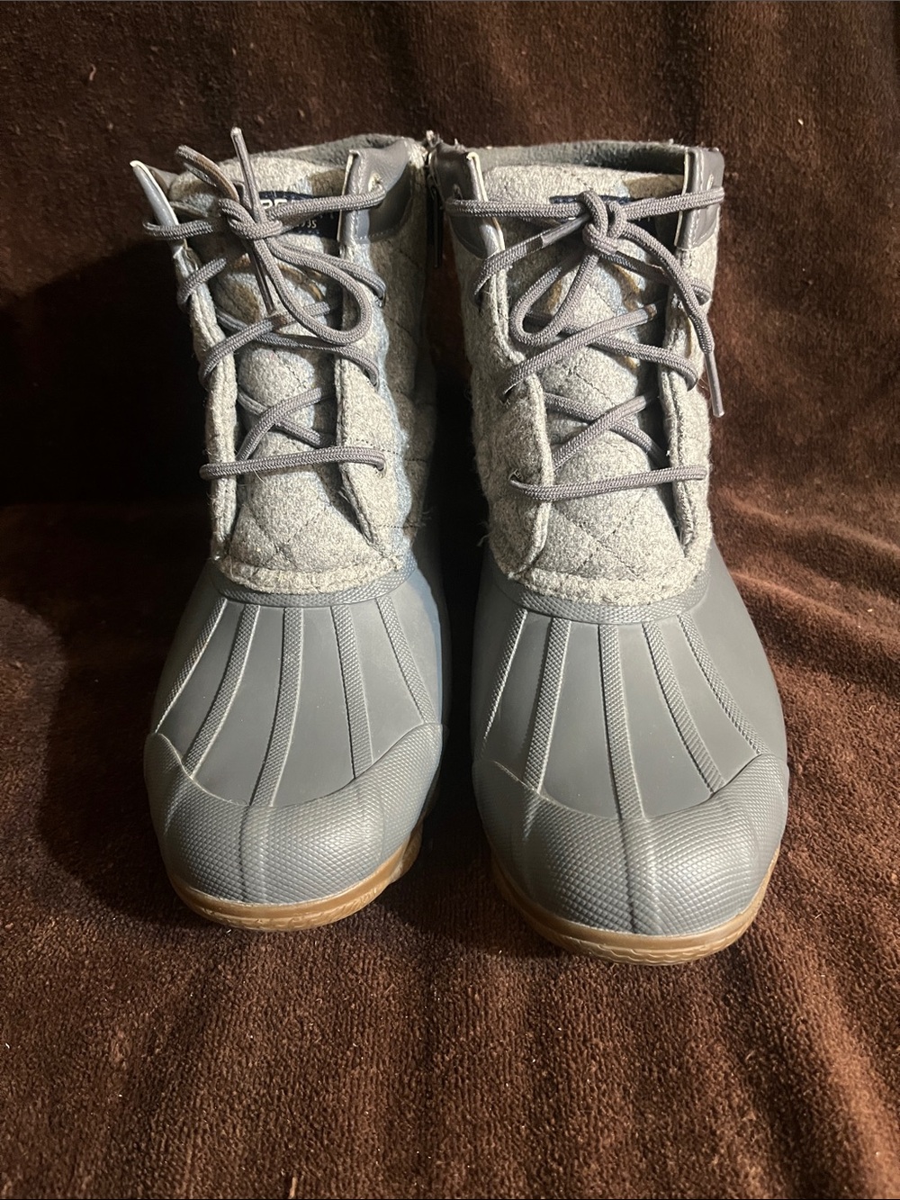 Sperry Women's Gray Lace-Up Duck Boots